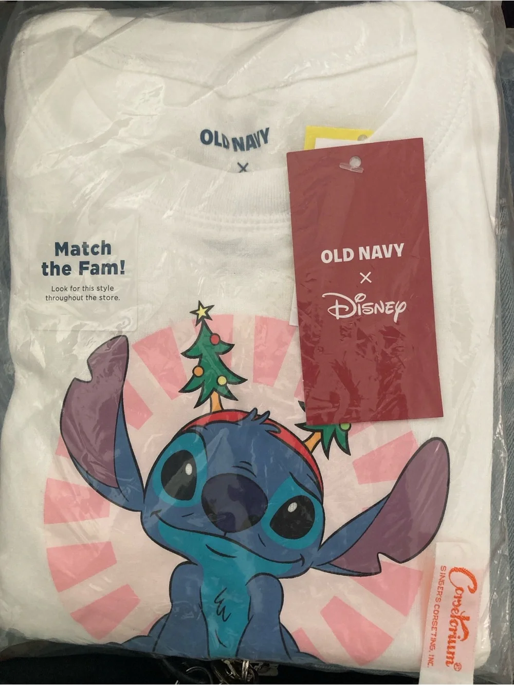 Old Navy Pink & White Disney Stitch 'Ohana Kids Pajama Set medium/girls 8